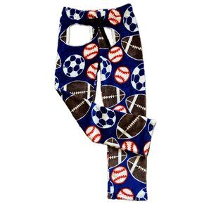Men's Winter Football Soccer Print Soft Plush Drawstring Pajama Pants Blue